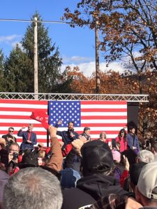 Donald Trump Jr on stage at Fall Festival in Scranton, Pa. 