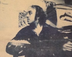 Joel Fabrikant with pie. Photograph by Joseph
Stevens, from EVO’s March 3, 1970 issue.