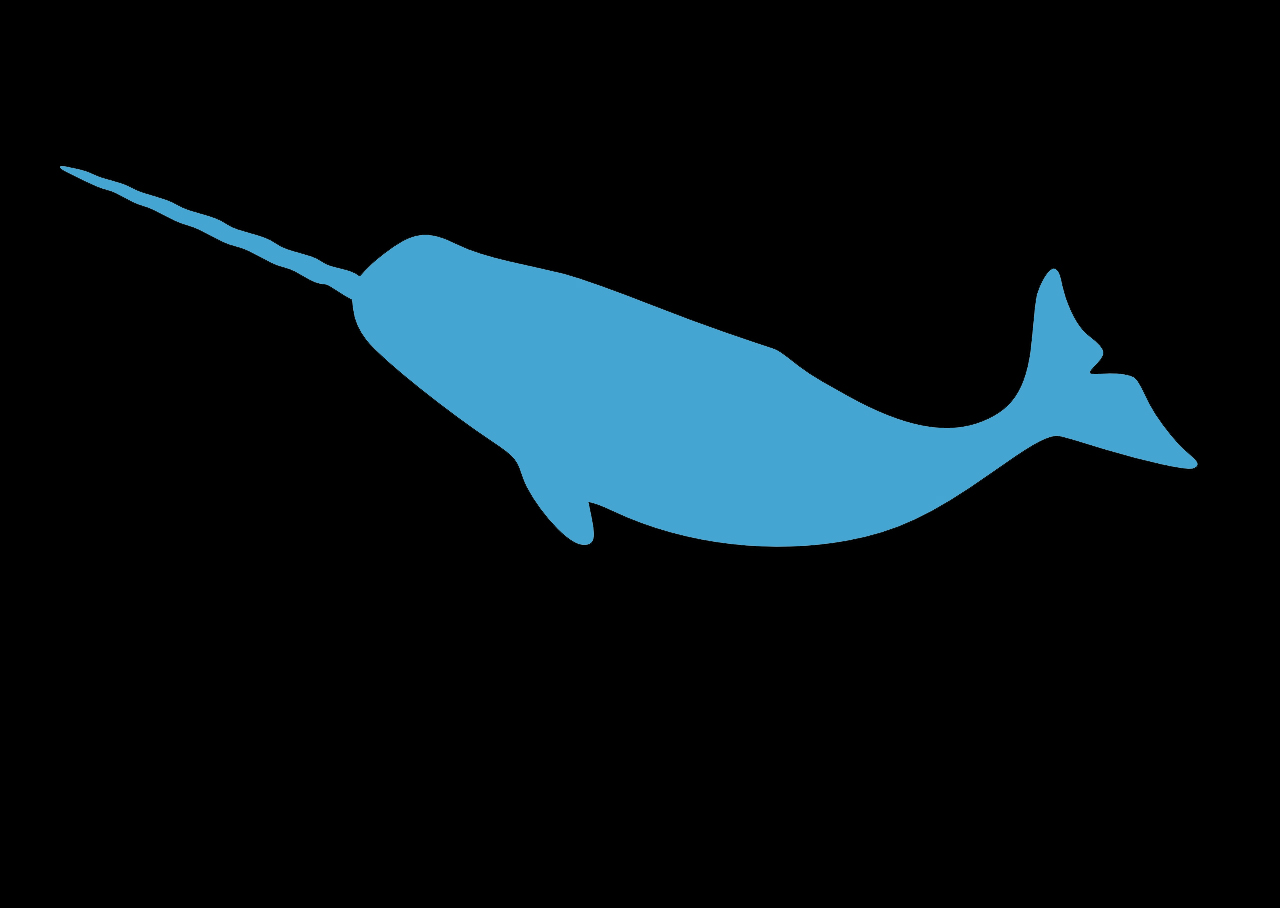 Black background with blue narwhal cut out.