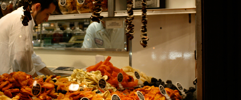 Dried mushrooms and apricots add unique visual flavor to the shop’s window. Photo by Diana Rosenthal