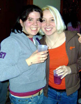 Kerry (right) and her supportive college roommate Sarah were inseparable; they went to some 70 underground hip-hop concerts together in their freshman year. Photo courtesy of the Banik family
